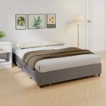 Cama de Casal 140x190 cm Estrado com 3 Gavetas e Estrutura Metálica Suporta 363 kg Cinzento
