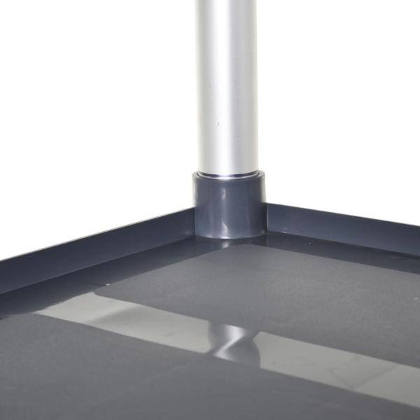 Carrinho Auxiliar com Rodas e 3 Prateleiras Carrinho de Cozinha com Armazenamento Carga 105 kg 88x44x93 cm Cinza