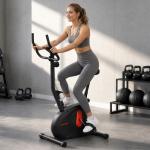 Bicicleta Estática com 8 Níveis de Resistência Magnética Sensor de Frequência Assento Ajustável Ecrã LCD 88x50,5x131,5 cm Preto