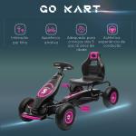 Kart a Pedais para Crianças 5 - 12 Anos com Assento Ajustável Pneus Insufláveis Amortecimento e Travão de Mão 121x58x61 cm Rosa