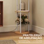 Candeeiro de Pé com Prateleiras 3 Temperaturas de Cor Controlo Remoto e Casquilho E27 Ø29x158 cm Madeira