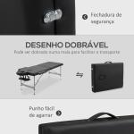 Marquesa de Massagem Dobrável com Altura Regulável em 7 Níveis, Apoio de Cabeça e Braços, 185x70x58 - 82 cm, Preto