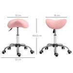Banco com Rodas Giratório com Altura Ajustável Cosmético Dentista Cabeleireiro 52x53x49 - 61 cm Rosa