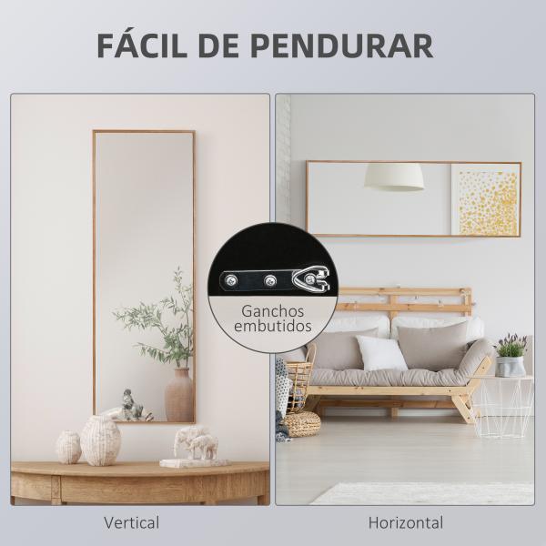 Espelho de Parede Espelho de Corpo Inteiro Estilo Moderno Decoração para Sala de Estar Dormitório Entrada 45x125 cm Madeira