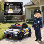 Carro Elétrico Infantil Modelo Policial 12V com Comando a Distância 2,4 Luzes Sirene Música USB e Suspensão 96x60x45 cm Multicor