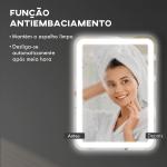 Espelho Casa de Banho com Luzes LED 70x50 cm Função Antiembaciamento 3 Temperaturas de Cor Ajustável e Função de Memória Prata