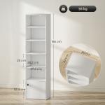 Estante de 6 Níveis Estante para Livros com Prateleiras Ajustáveis e Armário Estante Moderna 40x30x156 cm Branco
