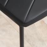 Conjunto de 4 Cadeiras de Sala de Jantar Estofadas em Couro Sintético com Encosto Alto e Pés de Aço 41x50x97 cm Preto