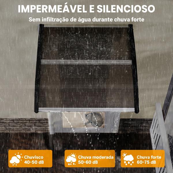 Marquise para Portas e Janelas 103x96,5 cm Marquise com Proteção para Sol e Chuva com Painéis de Policarbonato Preto e Marrom