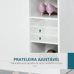 Sapateira Armário Multiuso com 2 Portas Prateleiras Interiores e 4 Prateleiras Exteriores com Altura Ajustável 83x30x90 cm Branco
