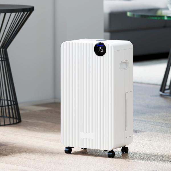 Desumidificador 12L/dia Depósito 2,1L Silencioso Desumidificador Elétrico com 4 Modos Ecrã LED Temporizador até 12 - 25㎡ Branco
