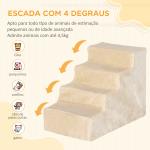 Escada para Animais de Estimação com 4 Degraus 2 em 1 com Capa Removível e Lavável Escada 60x35x44 cm Bege