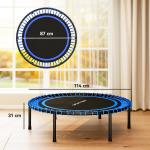 Trampolim de Fitness Adultos Ø114 cm com Estrutura de Aço Reforçada para Treino de Pernas Corpo Azul e Preto