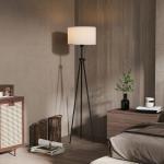 Candeeiro de Pé Moderno Candeeiro de Pé para Sala de Estar com Ecrã Redondo Tripé e Suporte para Lâmpada E27 Ø37x152 cm Branco e Preto
