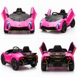 Carro Elétrico para Crianças Lamborghini 12V Controlo Remoto Faróis Buzina Arranque Lento e Música MP3 114,5x64x45,5 cm Rosa