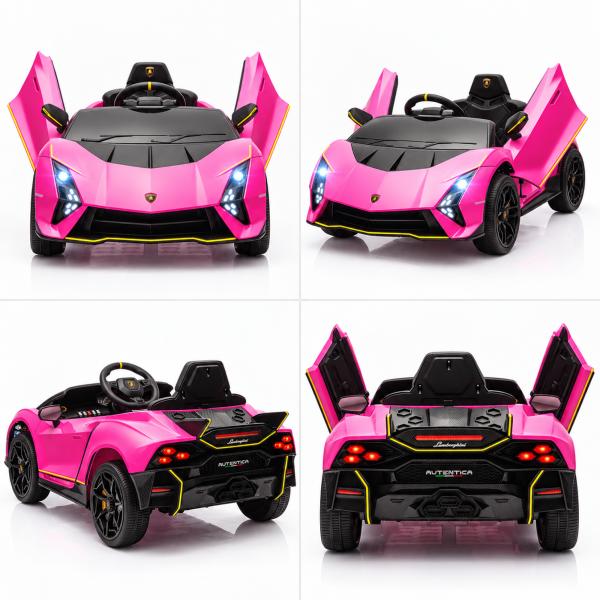 Carro Elétrico para Crianças Lamborghini 12V Controlo Remoto Faróis Buzina Arranque Lento e Música MP3 114,5x64x45,5 cm Rosa