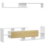 Móvel de TV Moderno Móvel para Televisores 153,6x25x42cm e Prateleira de Parede 150x14,5x16,3cm Branco e Madeira