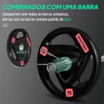 Conjunto de 2 Discos de Pesos Olimpicos 15kg Ferro Fundido Placas de Peso com Orifício de 5 cm Ø40x5 cm Preto