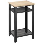 Mesa de Apoio Estilo Industrial com 2 Prateleiras de Grade de Metal e Pés Ajustáveis 45x35x75cm Carvalho e Branco