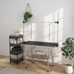 Mesa de Tosquia para Cães Dobrável com Prateleira de Armazenamento e Altura Ajustável 20 - 80 cm 107x60x170 cm Preto