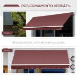 Toldo Manual Retrátil 3,5x2,5 m com Ângulo Ajustável Manivela, Estrutura de Alumínio e Proteção UPF30+ Vinho Tinto