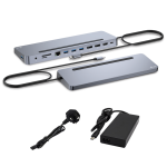 Docking Station I - TEC USB - C Metal 2xDP 4K 1xHDMI 4K 3xUsb3.2 1xRJ45 1xLeitor cartões 1xAudio com PD inclui carregador 100 W inclui carregador