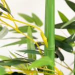 Planta Artificial em Vaso de Madeira de Pinho 180cm Bambu Artificial com 1640 Folhas Realistas 35x10x180 cm Verde