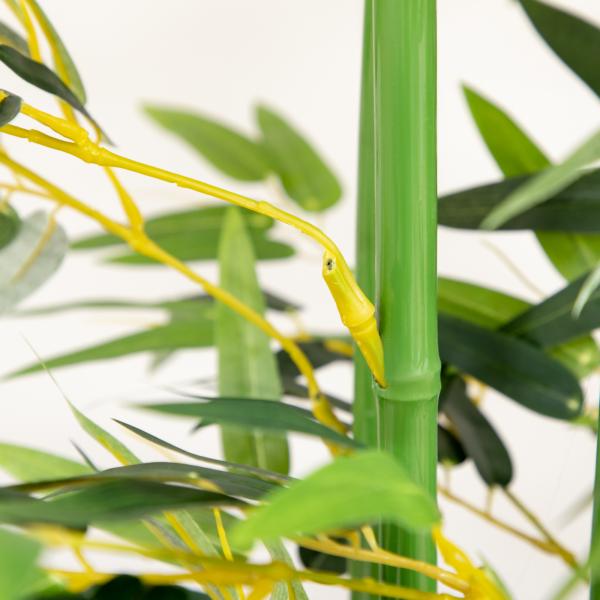 Planta Artificial em Vaso de Madeira de Pinho 180cm Bambu Artificial com 1640 Folhas Realistas 35x10x180 cm Verde