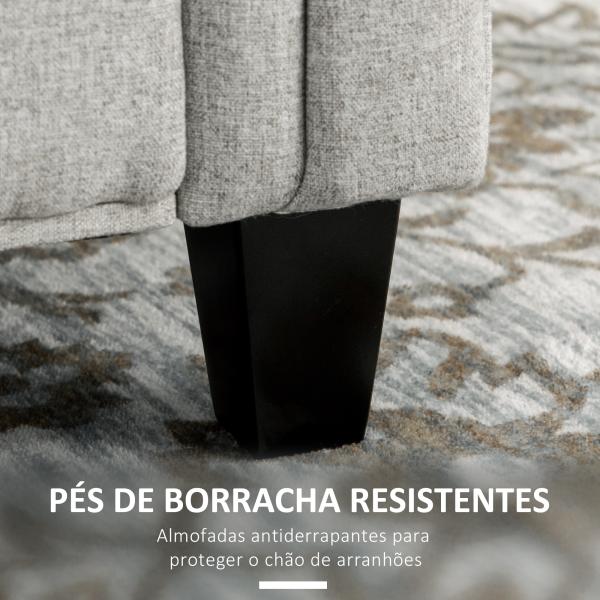 Banco de Pé de Cama de Linho com Dobradiças na Tampa Pés de Madeira e Apoio para os Braços 146,5x49x74,5cm Cinza Claro