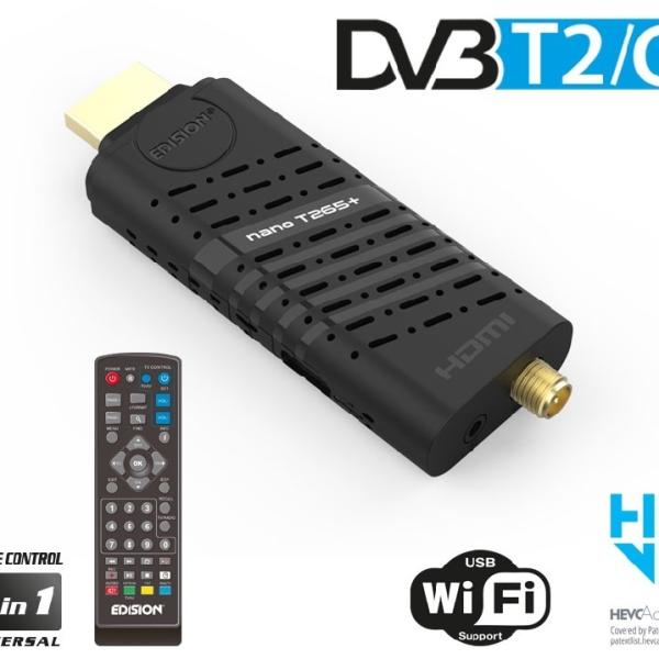 Mini Receptor t/ PEN Full HD DVB - T2/C (Cabo + TDT) H265 HEVC - EDISION