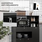 Aparador Auxiliar para Microondas Buffet de Cozinha com 2 Armários com Portas 1 Gaveta e Prateleiras 90x40x120 cm Preto