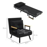 Poltrona Convertível em Cama Poltrona 3 em 1 Convertível em Cama com Encosto Ajustável em 5 Níveis 63x73x81 cm Preto