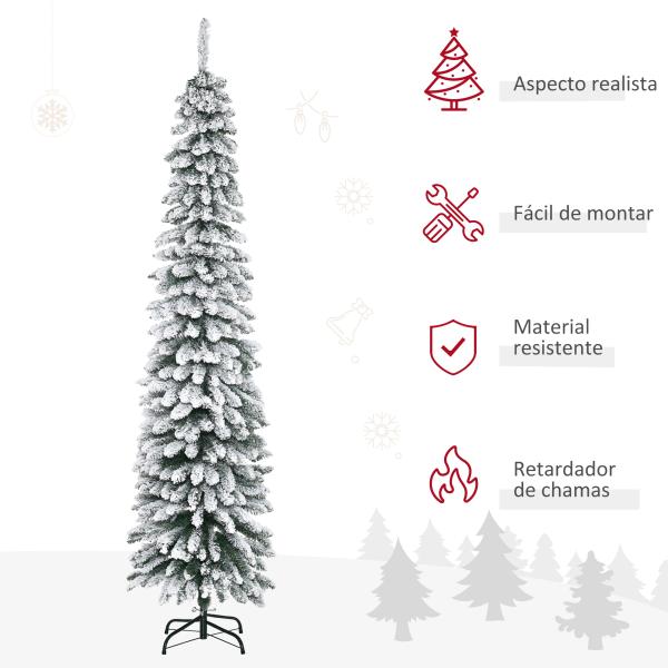 Árvore de Natal Artificial 210cm com Neve Ignífugo com 490 Ramos Verde