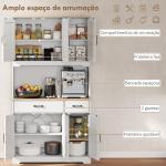 Armário de Cozinha Alto Móvel Auxiliar de Cozinha com Bancada Aberta para Micro - Ondas 2 Gavetas Prateleiras Ajustáveis 94x39,5x175,2 cm Branco