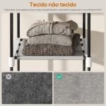 Armário para Roupas 182x43x185 cm Armário Aberto com 8 Prateleiras de Tecido Barras para Pendurar 182x43x185 cm Cinza