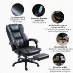 Cadeira de Escritório e Giratória Cadeira de Escritório com Altura Ajustável 6 Pontos de Massagem Controle Remoto e Apoio para os Pés Retrátil 68,5x68,5x119 - 127cm Preto