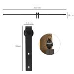 Ferragens para Porta Corredeira 200cm Kit de Acessórios para Porta Corredeira de Madeira com 2 Trilhos de Aço Carga Máxima 20 kg Preto