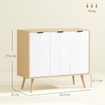 Aparador de Cozinha Moderno com Prateleiras Ajustáveis 2 Armários e Anti - Tombo 91,5x35x77,4 cm Branco e Madeira