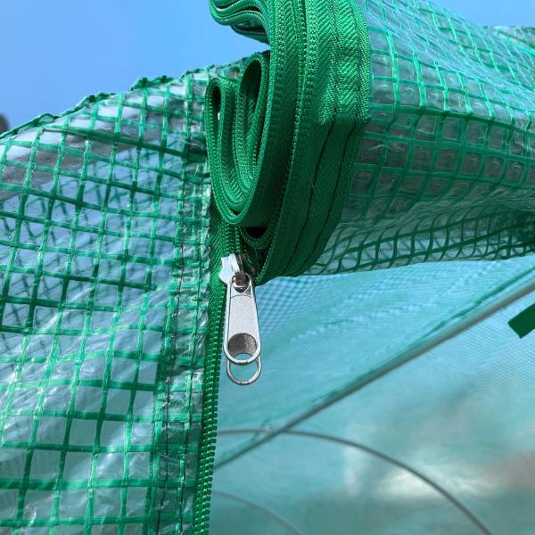 Estufa Tipo Túnel 400x200x200cm Estufa de Túnel com Portas Enroláveis e 6 Janelas Cobertura de PE 140 g/m² Estrutura de Metal para Cultivo de Plantas Verduras Verde