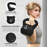 Peso Russo de 4 kg Kettlebell Fitness Preenchido de Areia com Punho Largo Antiderrapante 18x12x20 cm Preto