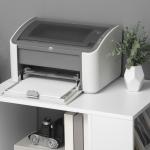 Armário para Impressora Móvel Auxiliar de Escritório com Rodas e Prateleiras Abertas Carga Máxima 30kg 60x40x75,8cm Branco