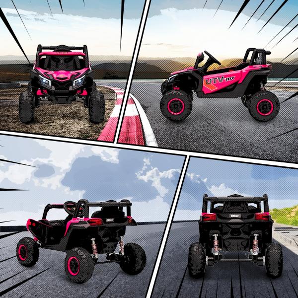 Carro Elétrico para Crianças 12V com 2 Motores Controlo Remoto 2,4G Velocidade até 7 km/h e USB 96x61x56 cm Rosa