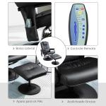 Poltrona de Massagem Elétrica com Banco para Apoiar os Pés Poltrona Relax Giratório Reclinável em até 145° com Controle Remoto e 10 Zonas de Massagem Estofado em PU 77x84x95cm Preto