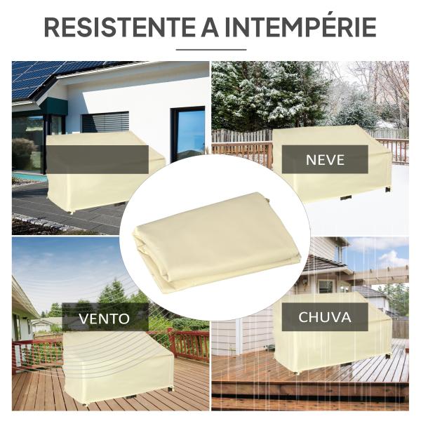 Capa Protetora para Banco 2 Lugares Capa Protetora de Móveis Impermeável Exterior Jardim Proteção contra Chuva e Sol 140x84x56/94cm Creme