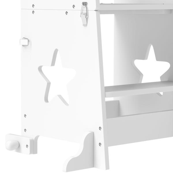 Torre de Aprendizagem 2 em 1 Torre de Aprendizagem para Crianças Convertível em Mesa e Cadeira 60x44,5x86 cm Branco