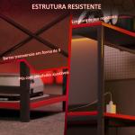 Secretária Gaming com Luzes LED 100x50 cm Secretária Gaming de Fibra de Carbono com Tomadas de Corrente e Controlo Remoto Preto