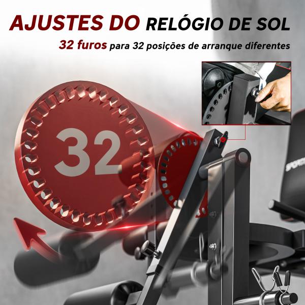 Máquina de Extensão e Flexão de Pernas Ajustável com Carga de Discos para Treino de Glúteos e Coxas em Ginásio