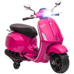 Moto Elétrica para Crianças com Licença Vespa 6V com USB MP3 Luz LED Rádio FM Velocidade 3 km/h 107x47x73 cm Rosa