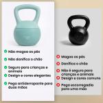 Kettlebell de 6 kg Pesa Russa Preenchida de Areia Metálica e Alça Antiderrapante para Treino em Casa Ginásio 19x19x28 cm Verde