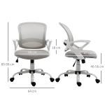 Cadeira de Oficina Ergonômica Basculante com Altura Ajustável Assento Giratório 360° Suporte Lombar e Malha Transpirável 61x61x89 - 99cm Cinza e Branco